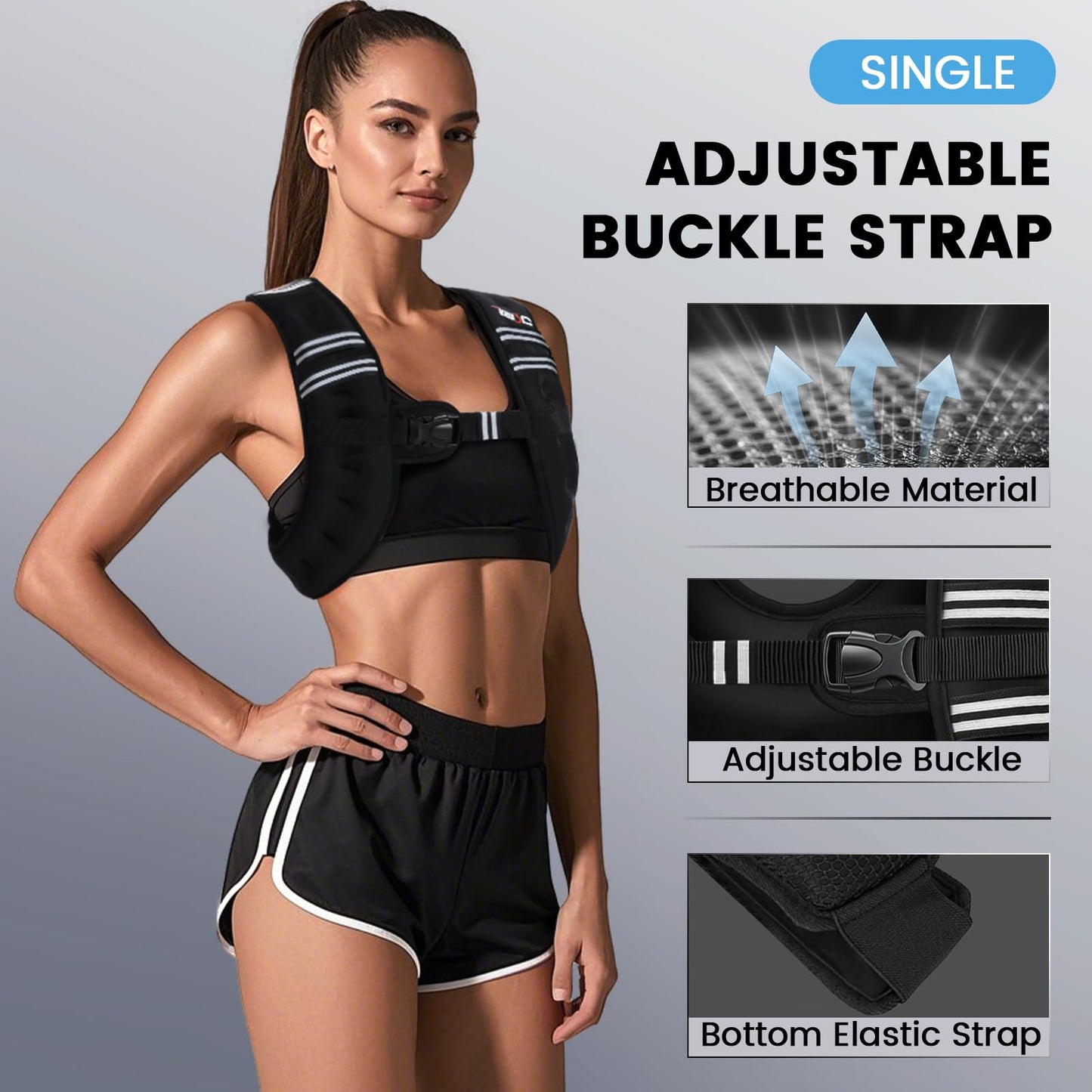 TB3C Weighted Vest Woman, 8 LB Womens Weight Vest for Walking, Strength Training Weight Vests for Men, Reflective Stripe Fitness Vest for Workout Running Jogging