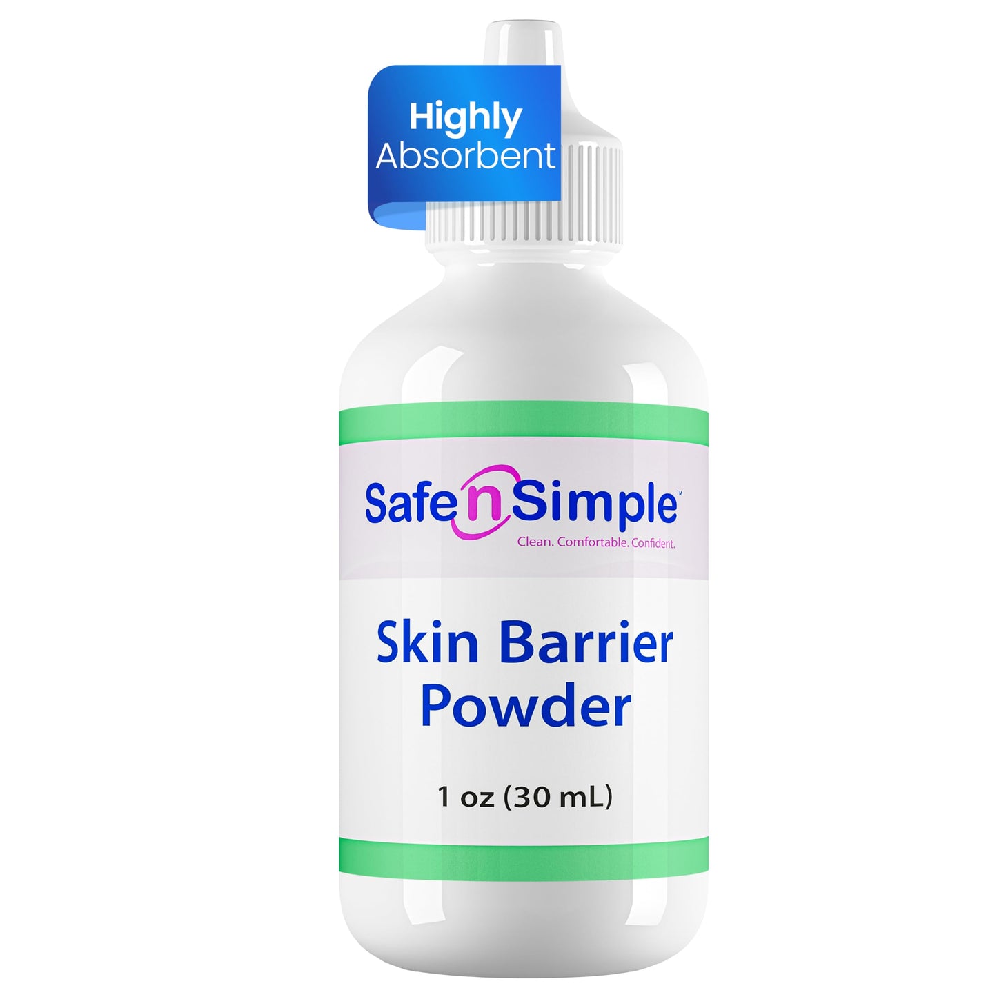 Safe n' Simple Stoma Skin Barrier Powder - 1 oz - Medicated Protective Skin Barrier Powder - Skin Barrier Protection Ostomy Powder Supplies - Stoma Adhesive Powder