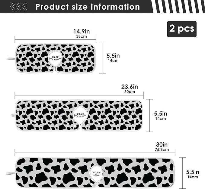 Kitchen Faucet Absorbent Mat,Cow Print Water Splash Guard for Sink, Faucet Drip Catcher Thicken Sponge Microfiber Faucet Water Catcher Mat Sink Absorbent Mat for Kitchen 23x5in 2 Pack