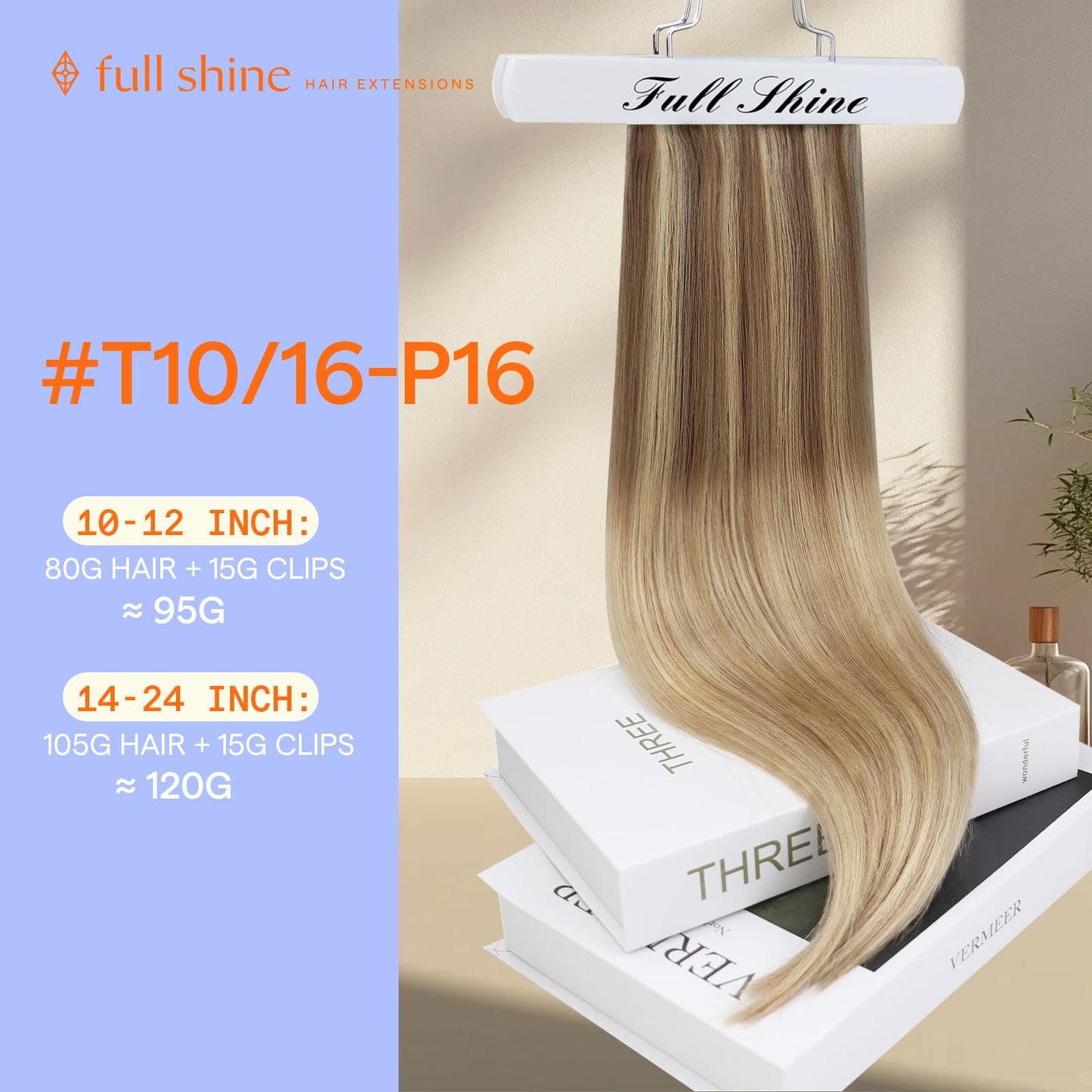 Full Shine Balayage Clip in Hair Extensions 20 Inch Hair Extensions Clip in Human Hair for Women Light Brown to Blonde Highlight
