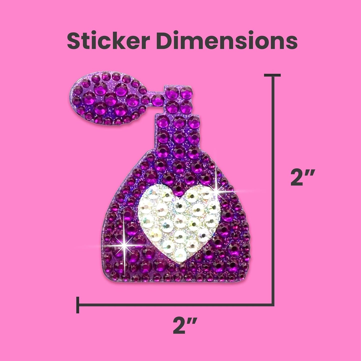 StickerBeans® Rhinestone Stickers – Glam Squad 2 4-Pack, 2” x 2” Unique Sparkly Cut-to-Shape for Collecting, Trading, Decorating Laptops, Phone Cases, Scrapbooks, Kids, Teens, & Adults