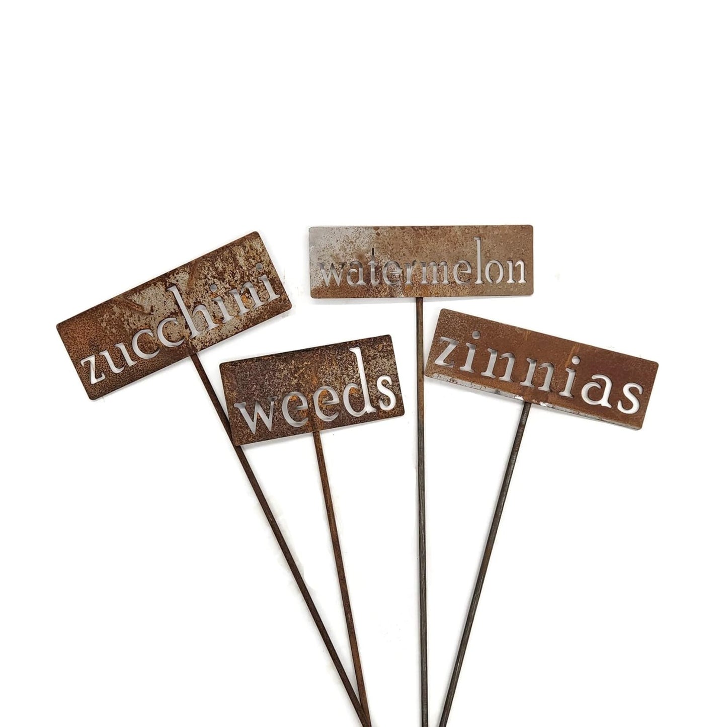 Classic Metal Garden Markers 19 Inches Tall (weeds, Naturally Rusted)
