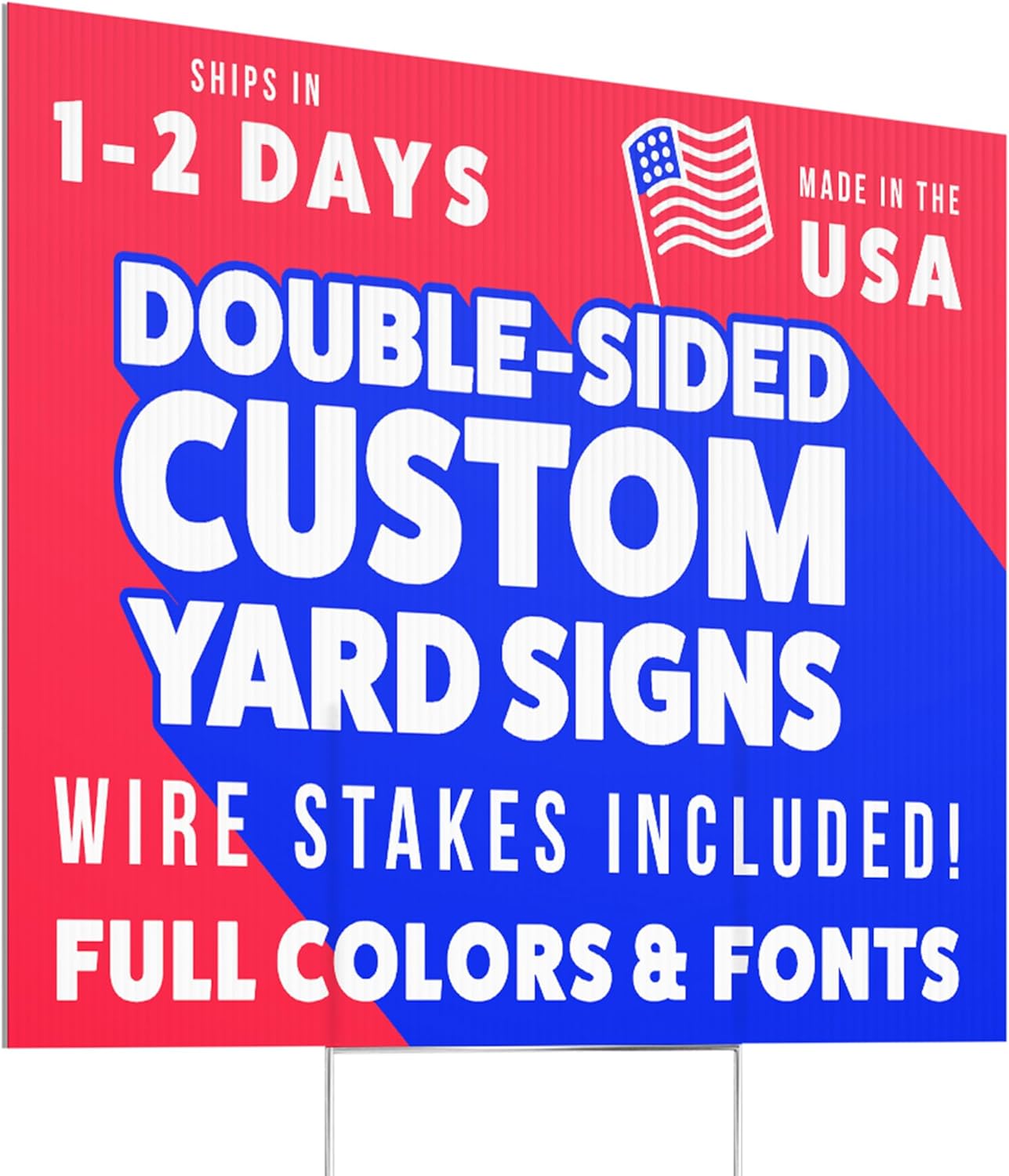 50 pack 12x18" Double Sided Customizable Outdoor Yard Sign made from Corrugated Plastic with Metal "H" Stake, Easy to Design, Sign for Business, Garage or Yard Sale, Home, Office, (12" x 18" - Qty 50)