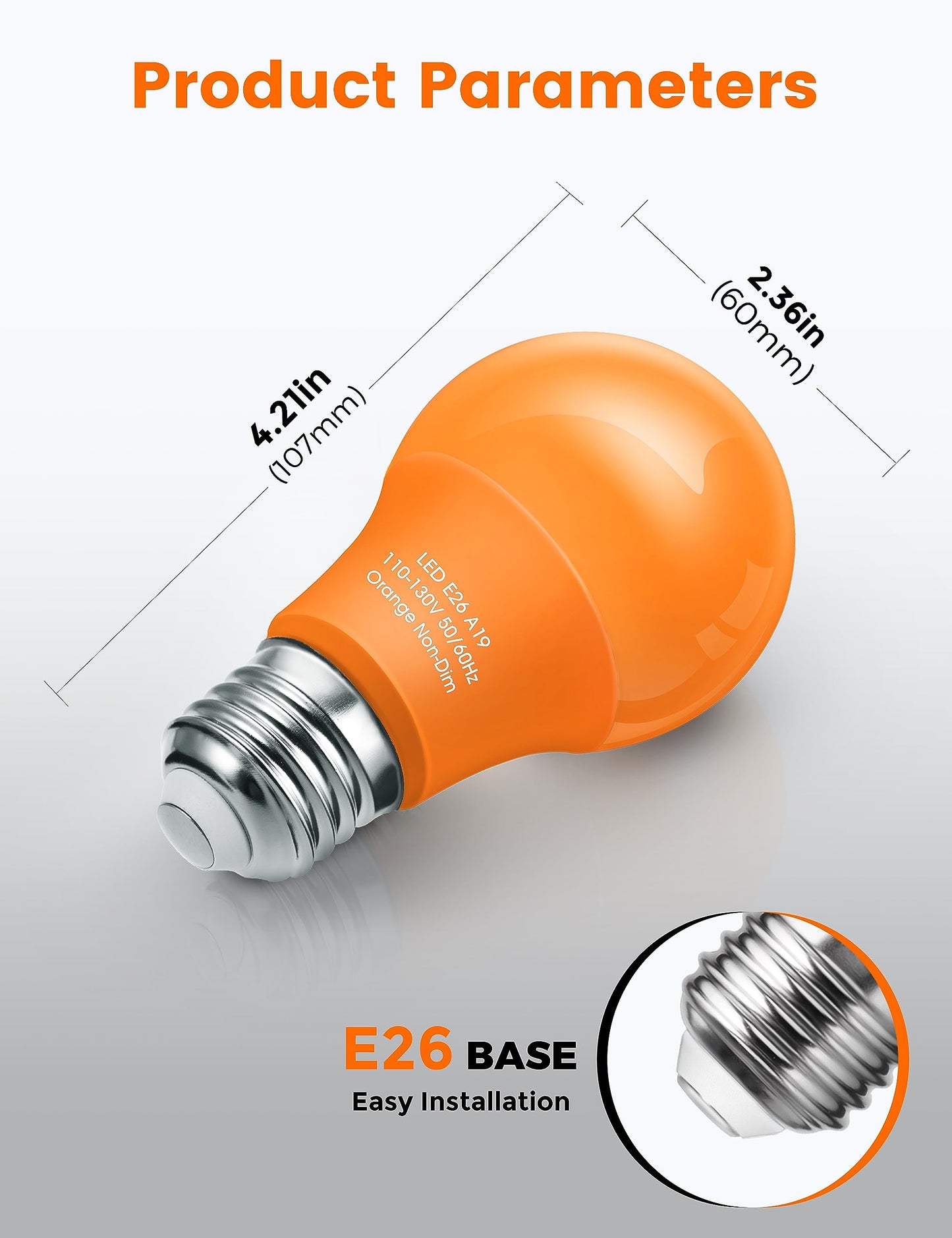 Woxeon A19 Led Light Bulbs 4 Pack - 2 Orange & 2 Purple, 9W (60W Equivalent), E26 Base, Plastic - Perfect For Halloween & Holiday Decor