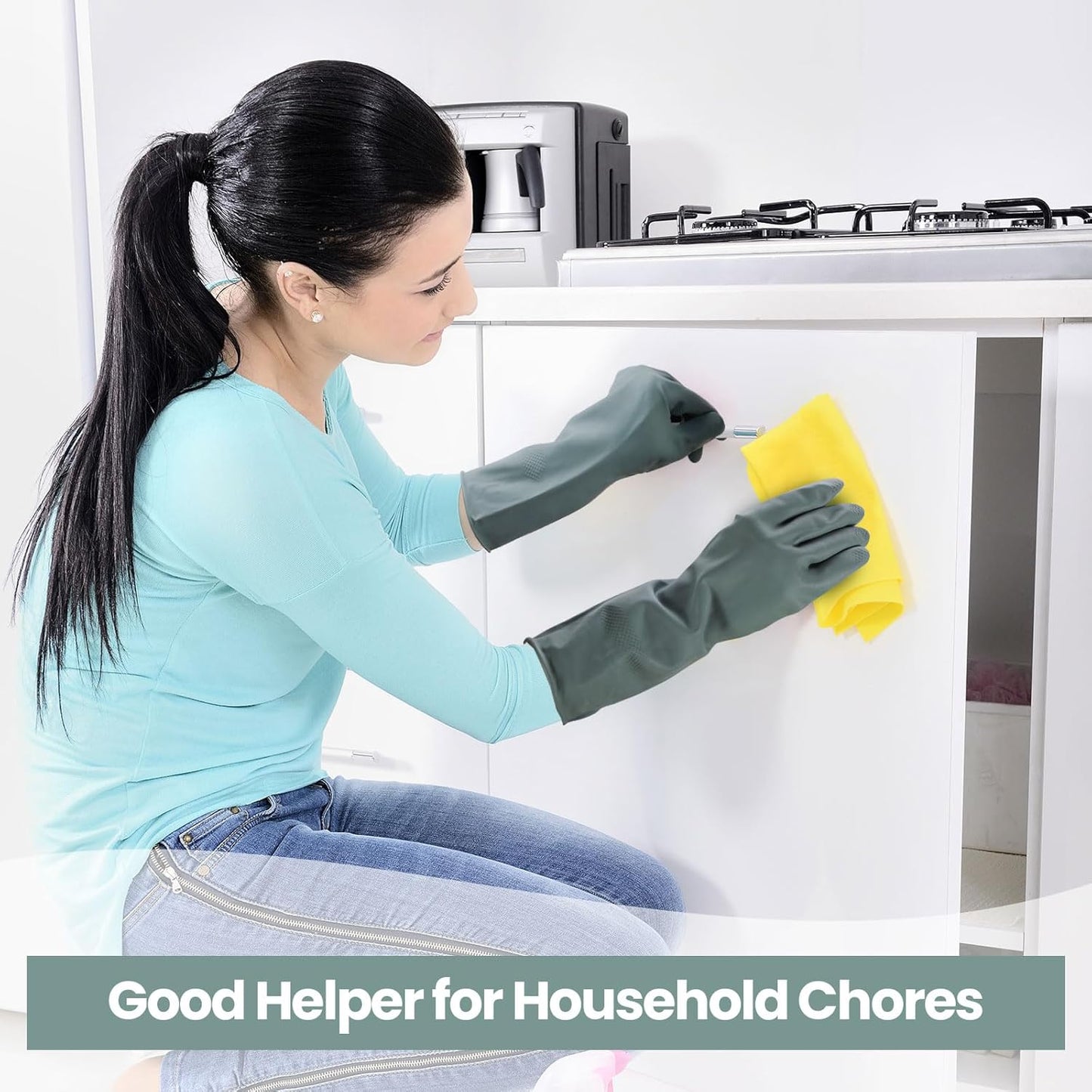 Rubber Kitchen Dishwashing Gloves, 4/5 Pairs Eusable Cleaning Gloves for Washing Dishes, Household Cleaning, Pet Care