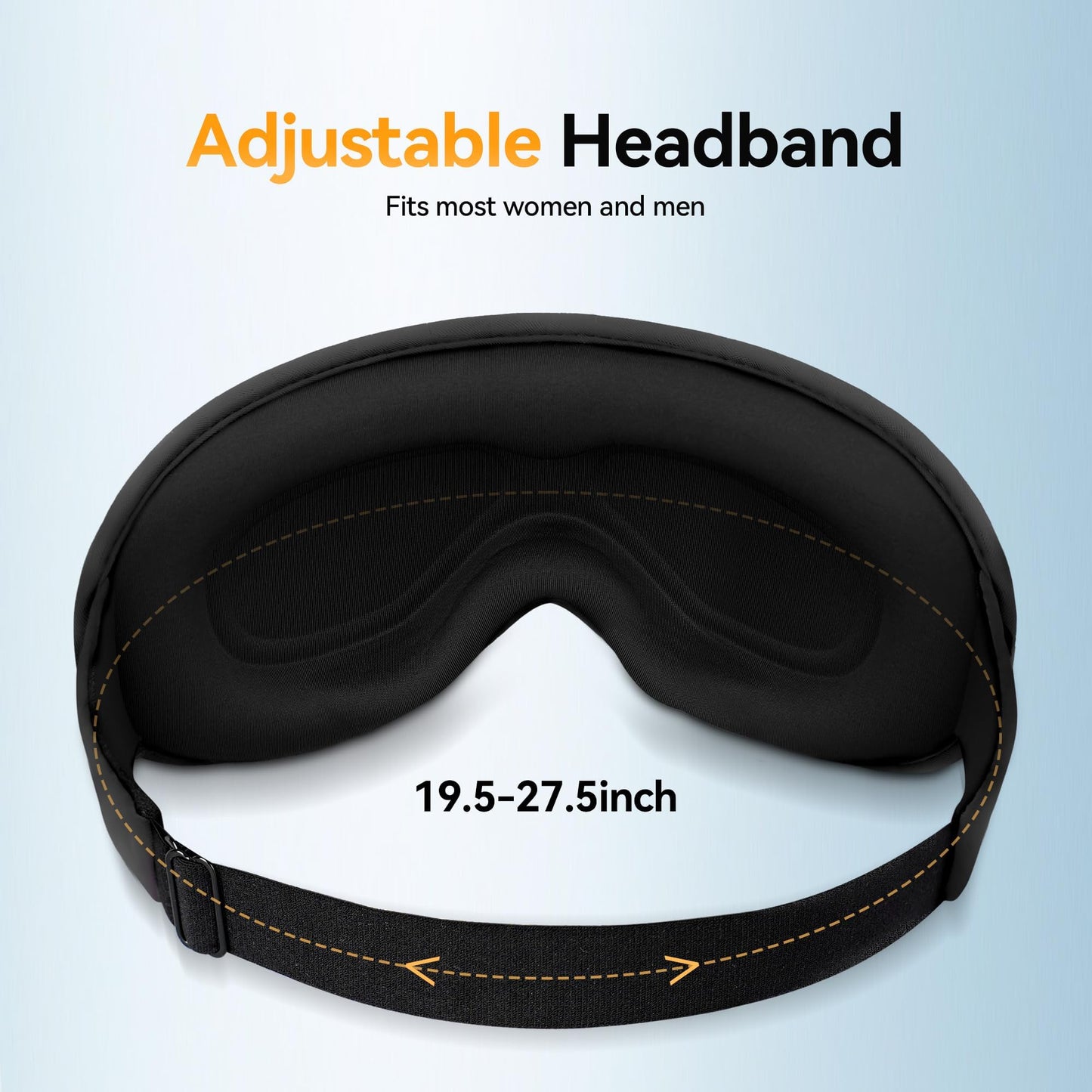 Blackout Sleep Mask for Men & Women: Weighted 3D Contoured Night Eye Cover, Zero Pressure Adjustable Strap & Breathable Fabric, Airplane Travel, Road Trips, Students,Meditation & Yoga Essentials,Black