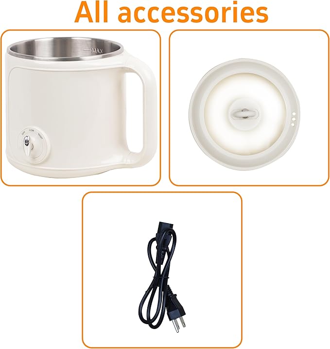 Hot Pot Electric, 2.0L Multifunctional Stainless Steel Electric Pot, Portable, Dual Power Adjustment for Dorm, Office, Travel
