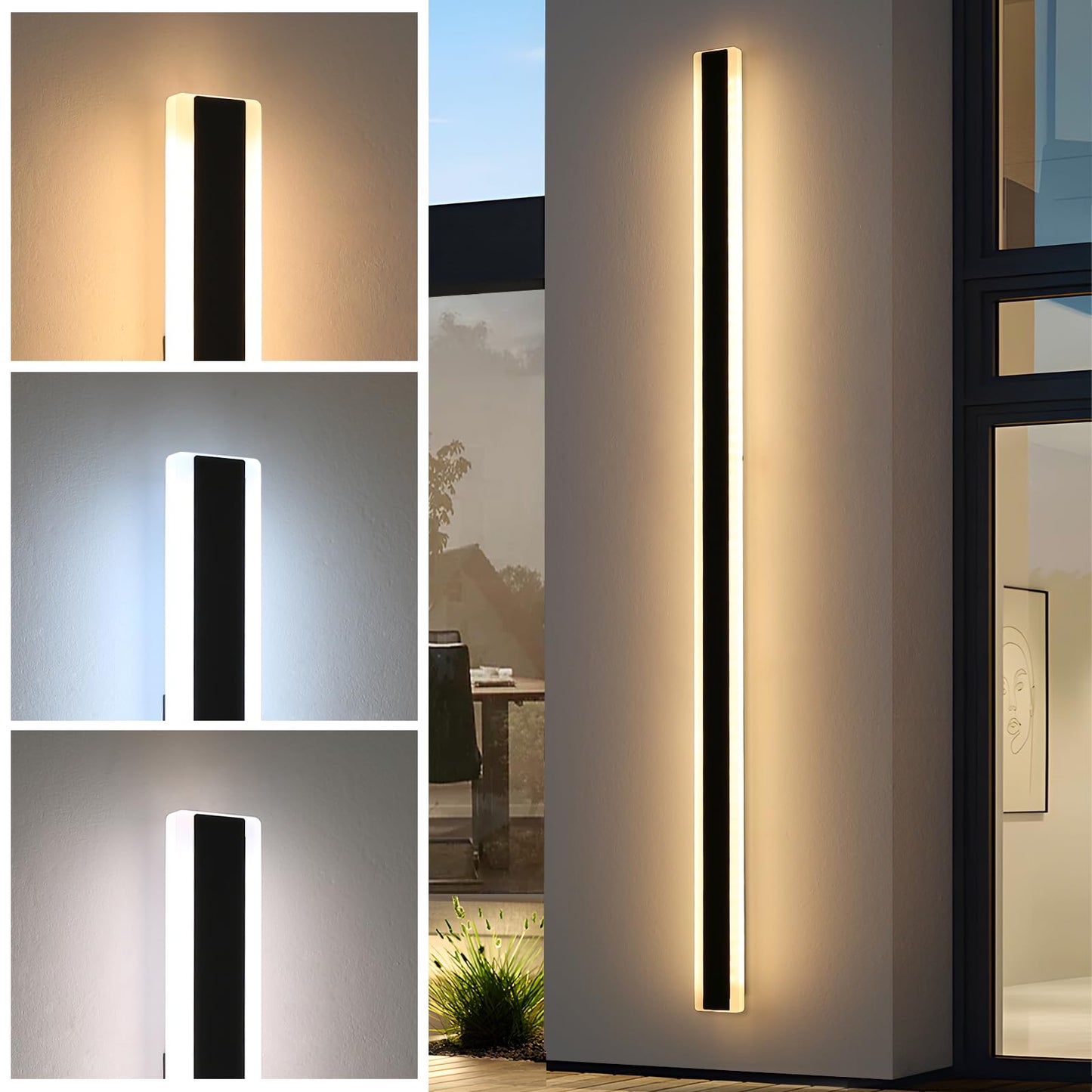 Mikeru 2Pack 71Inch Outdoor Wall Light Fixtures  10%-100% Dimmable Outdoor Wall Lights Exterior Front Porch Light 3000-6000K Wall Mounted Led Lighting For Basement  Shop Garage Lighting