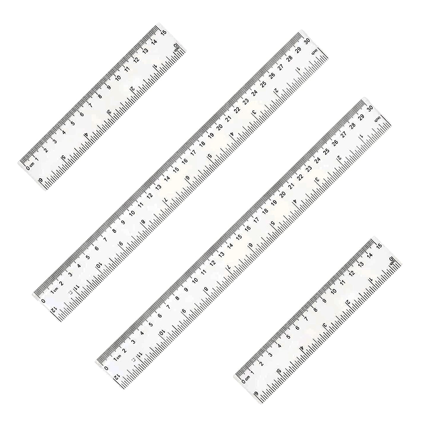 4 Pack 6-Inch Straight Rulers,Clear Plastic Ruler, Centimeter and inch Ruler Suitable for Student School and Office Study Drawing Measuring Standard