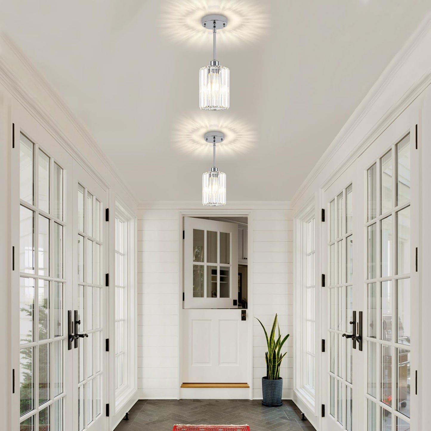 Zsmihdoh Chrome Pendant Lights 2 Pack Crystal Pendant Lighting For Kitchen Island  Modern Mini Kitchen Chandeliers Hanging Pendant Lights For Bedroom Dining Room Hallway