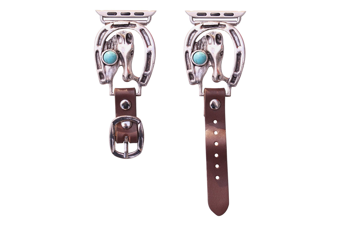 38 Mm, 40 Mm, 41Mm Compatible For Apple Watch Series 8,7,6,5,4, And Se Small Versions, Western Horse Shoe And Semi-Precious Turq