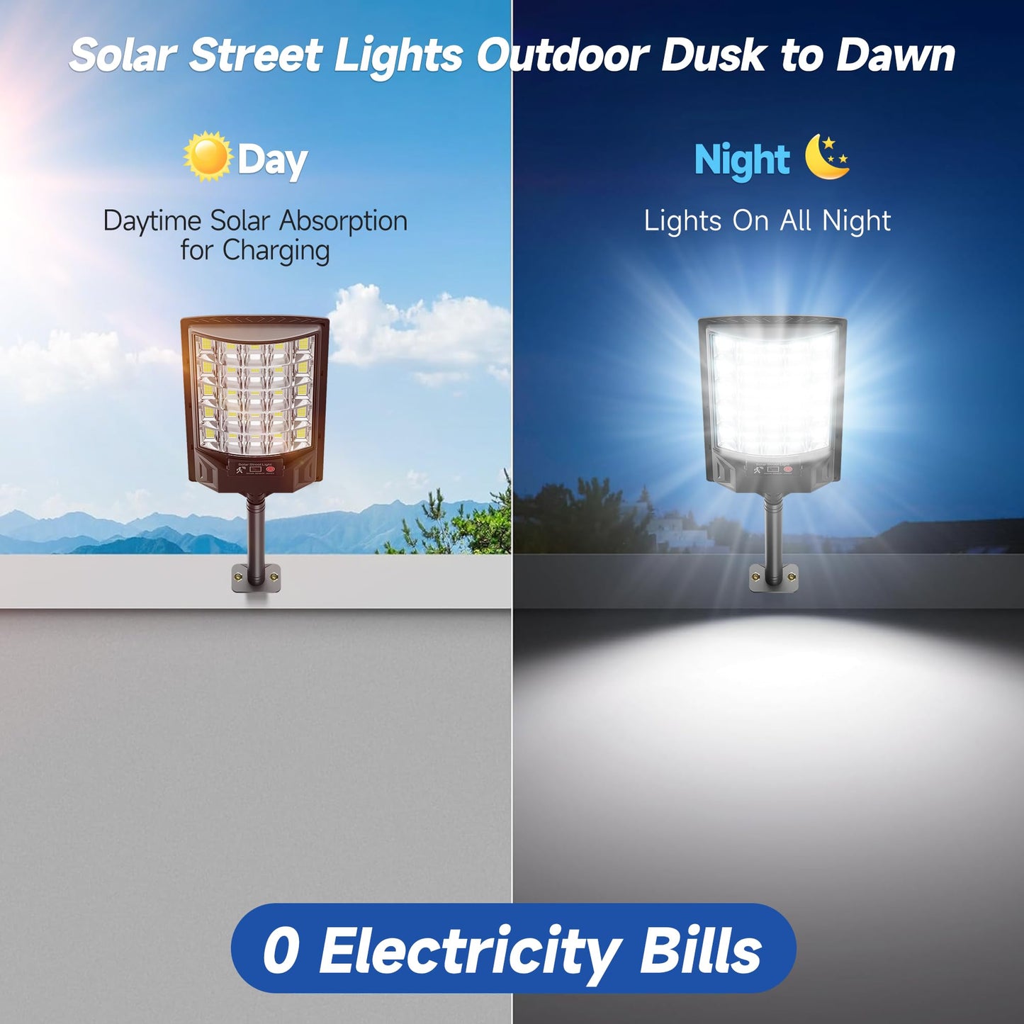 Aqraou Solar Street Lights Outdoor, 6500K LED, Motion Sensor & Remote Control, 4 Pack, Waterproof, White, Model 1