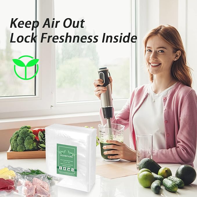 Vacuum Sealer Bags, Heavy Duty Pre-Cut Design Commercial Grade Food Sealable Bag for Heat Seal Food Storage, 6" x 10" 100 Pcs Smell Proof Bags Boilsafe to 280°F Freezable, Resizable