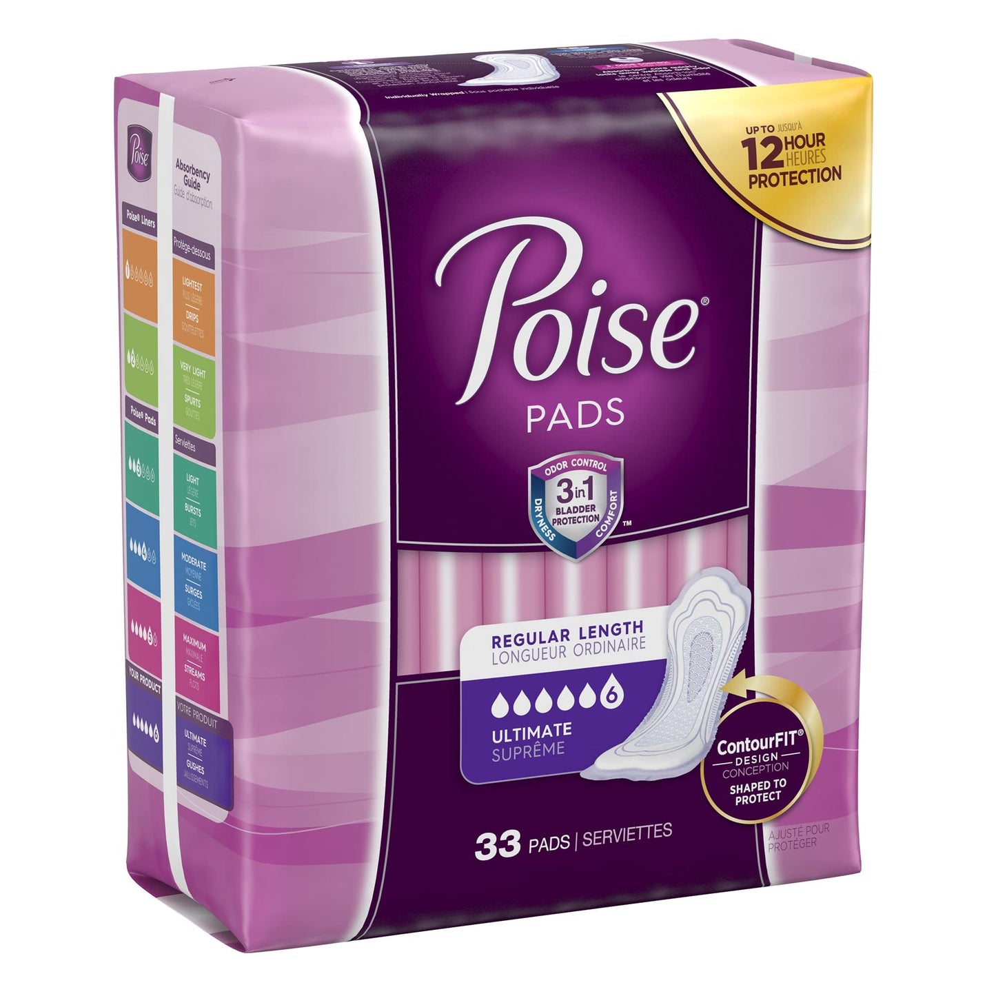 Poise Pads, Regular Length, Ultimate Absorbency 33 Pads (Pack of 2)