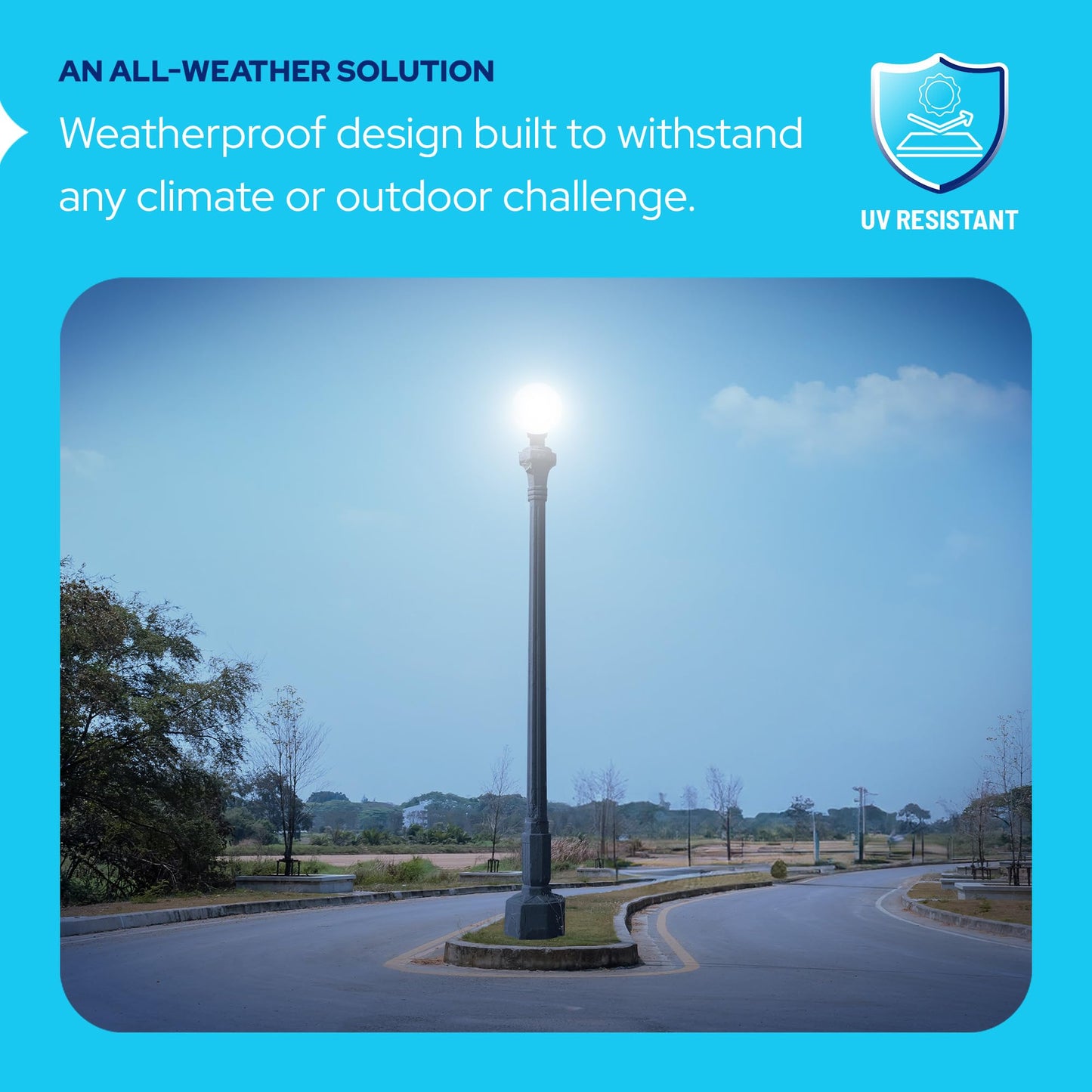 Kastlite Lamp Post Globe Combo Lighting Fixture | 12 White Acrylic Lens With Black Fitter & Twist Lock Mounting | Fits 3 Diameter Posts (Not Included) | Comes With With 5000K Led Bulb