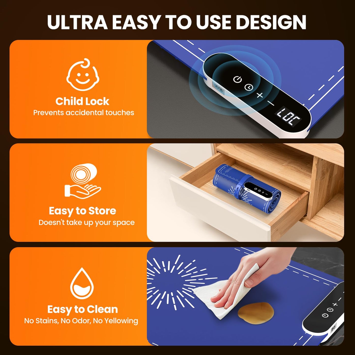 Warming Mat for Food, Upgrade 248℉ Electric Food Warming Mats for Countertop and 9-Level Temperature Food Warmer, Silicone Heating Mat for Buffets, Party, Perfect Gifts for Men/Women/Mom/Dad