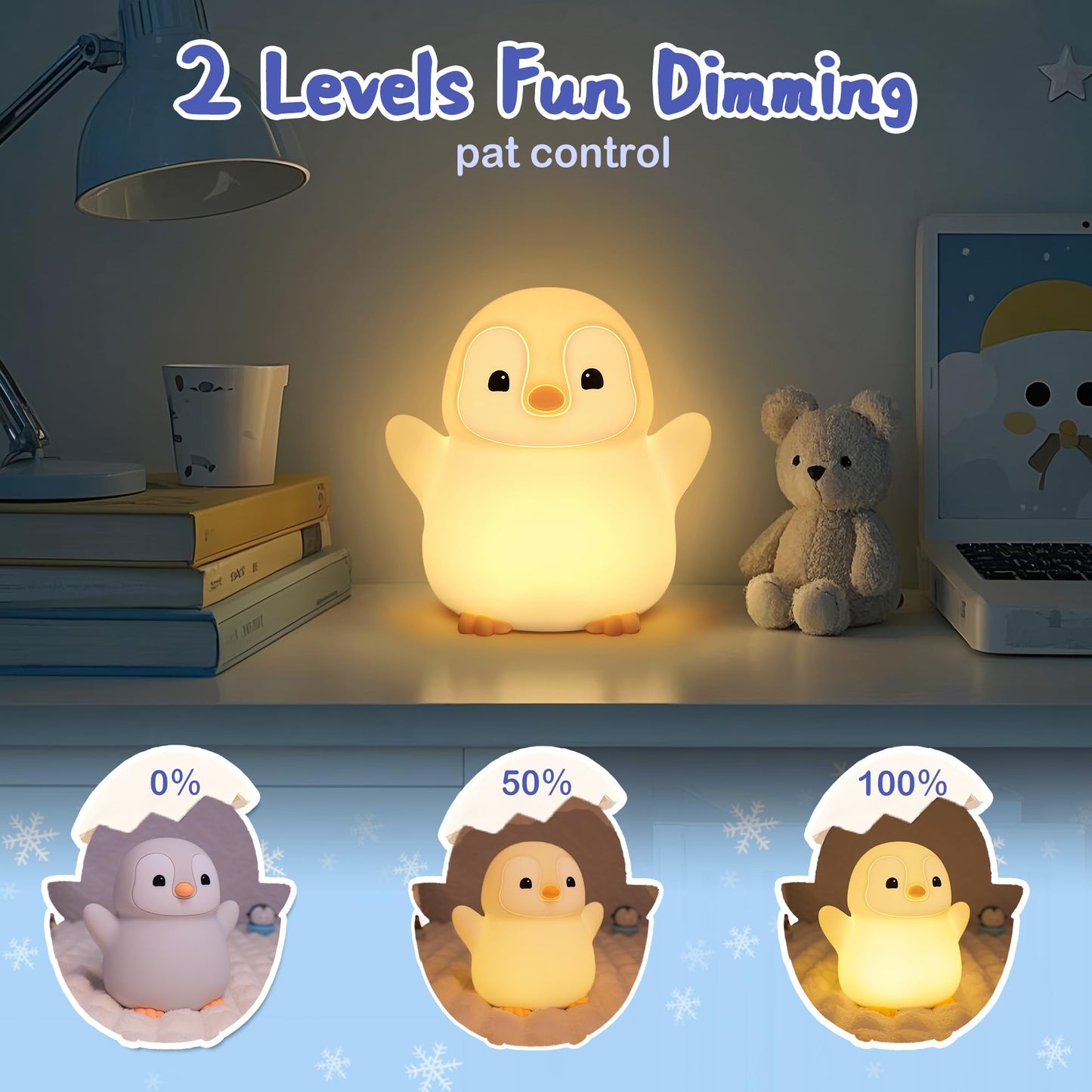 YuanDian Penguin Night Light - Cute Silicone Toy, Warm Color, Model FSYD, Ideal for mature-themeds and Teens, Perfect for Christmas and Birthday Gifts