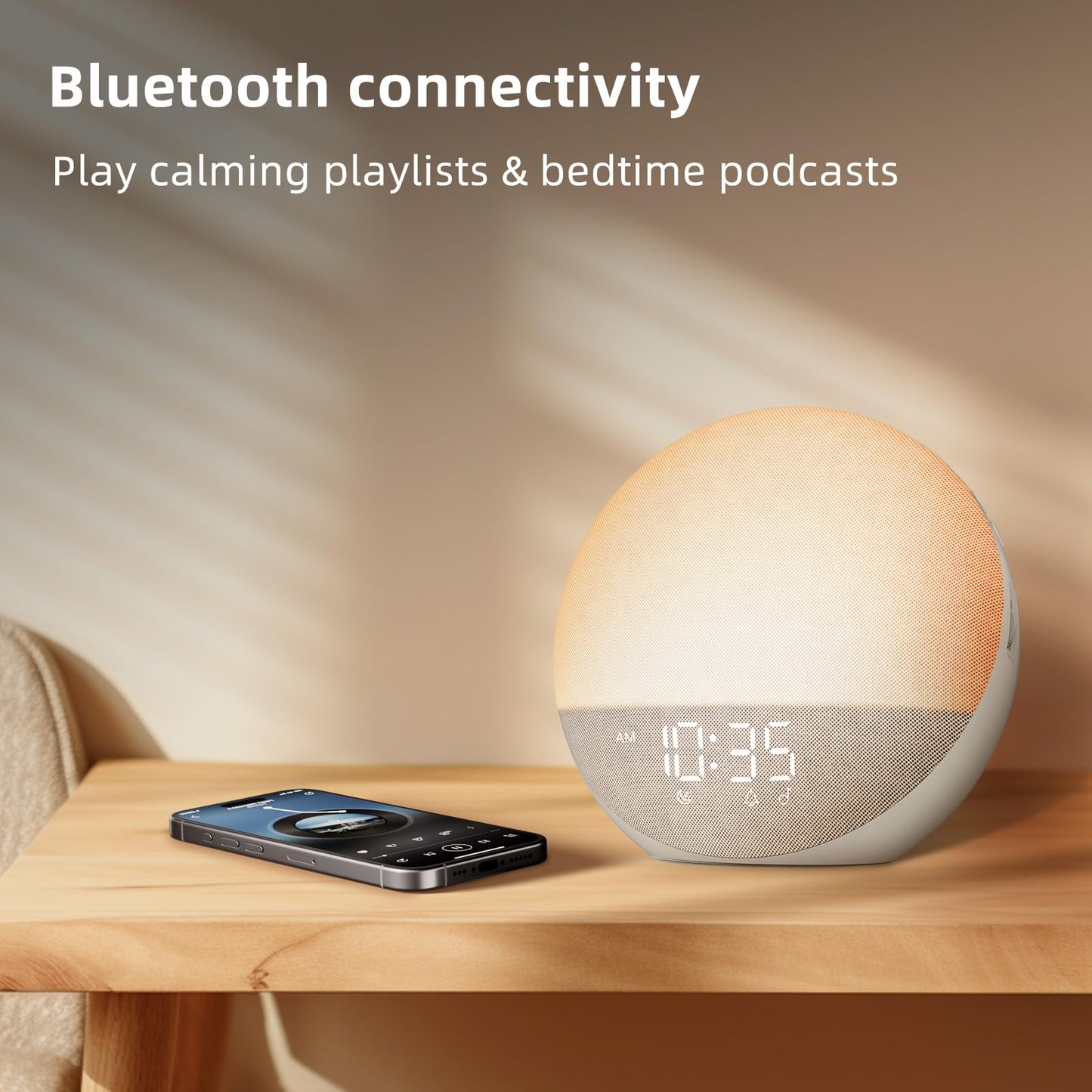 Sunrise Alarm Clock White Noise Machine: Natural Wake Up Light - Dimmable Clock with Bluetooth Speaker for Bedroom - 25 Sleep Sounds for Baby Adults Kids Putty