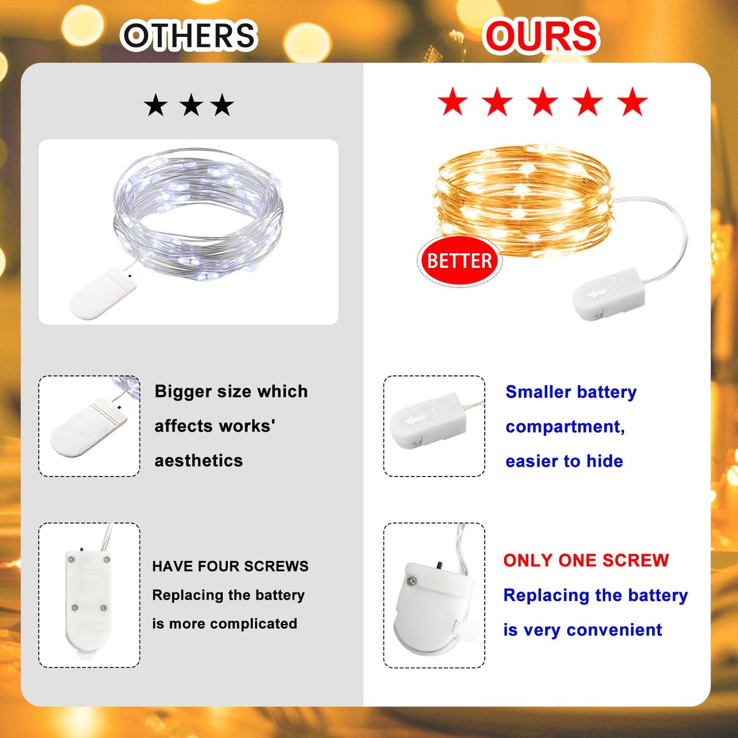 Hxweiye 6 Pack White Fairy Lights, 20Led Battery Operated, Waterproof Mini String Lights For Wedding Party Bedroom Christmas Décor
