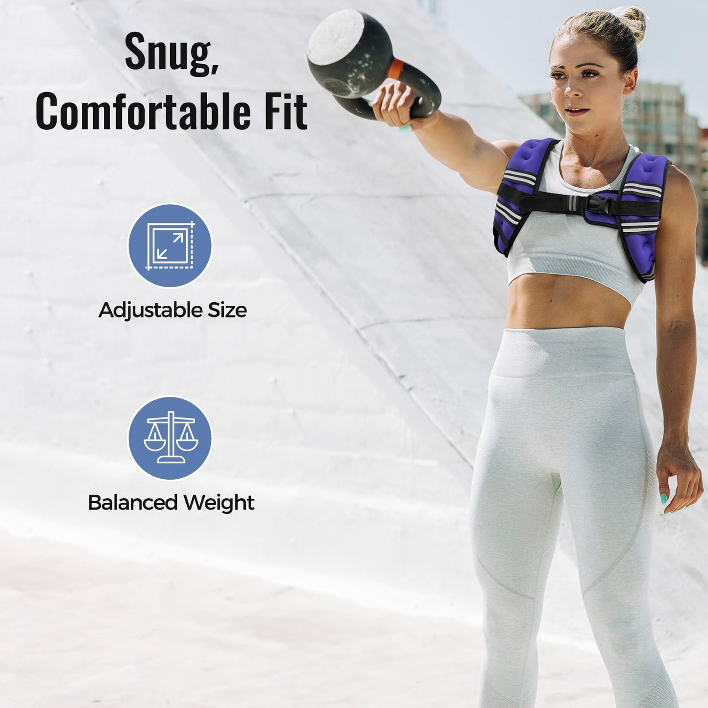 Zeerun Weighted Vest for Women & Men with Reflective Stripe and Adjustable Buckle, Comfortable & Durable Rucking Vest for Walking, Running & Strength Training, 8LBS-Purple