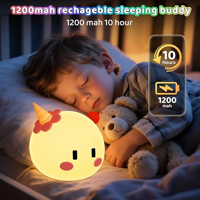 Monster Night Light for Kids, Silicone Touch Night Light for Baby Nursery, Voice-3-Level Warm Light Adjustment Portable Nursing Room Light, Rechargeable Nightlight for Girls and Boys Bedside Gift