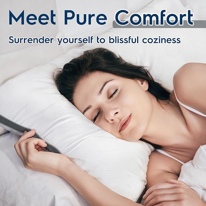 viewstar King Size Pillows Set of 2, Pillows King Size 2 Pack for Sleeping, Pillows with Down Alternative for Back and Side Sleepers, Fluffy Bed Pillows for Bed, Machine Washable, Dark Grey, 20" x 34"
