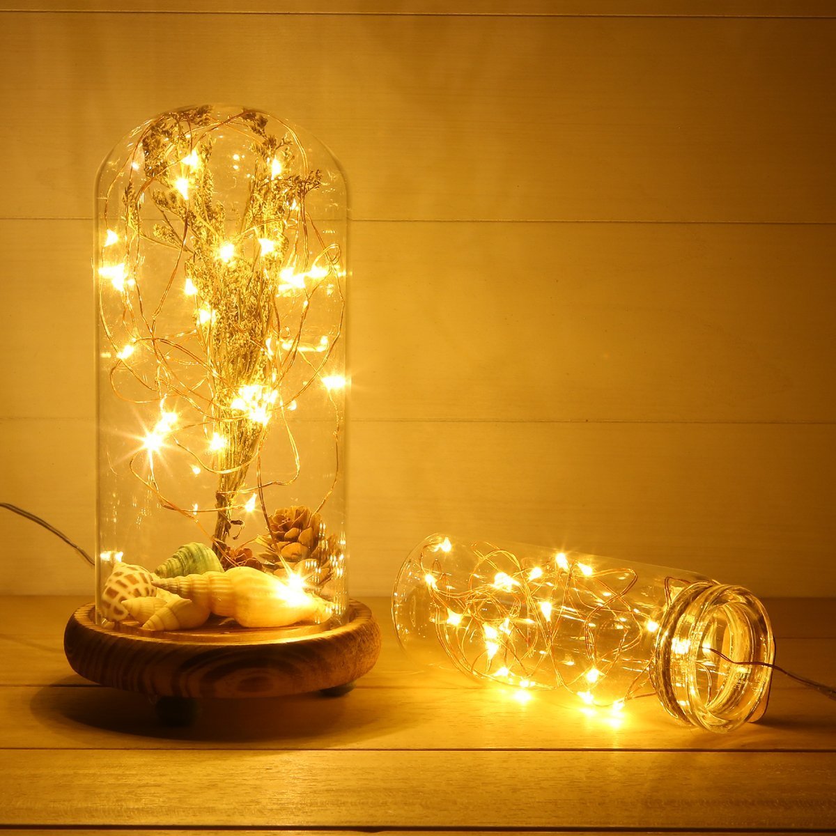 ANJAYLIA Fairy Lights 50 LED String Lights Battery Operated 16.4ft 2 Pack Warm White