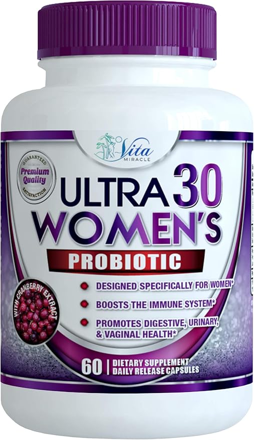 Probiotics For Women With Digestive Enzymes Prebiotics Cranberry & Goldenrod For Vaginal & Gut Health 30 Billion CFU Womens Probiotic Bloating Relief Multi Enzyme Pro PH Balance Vegan Gluten Free 60ct