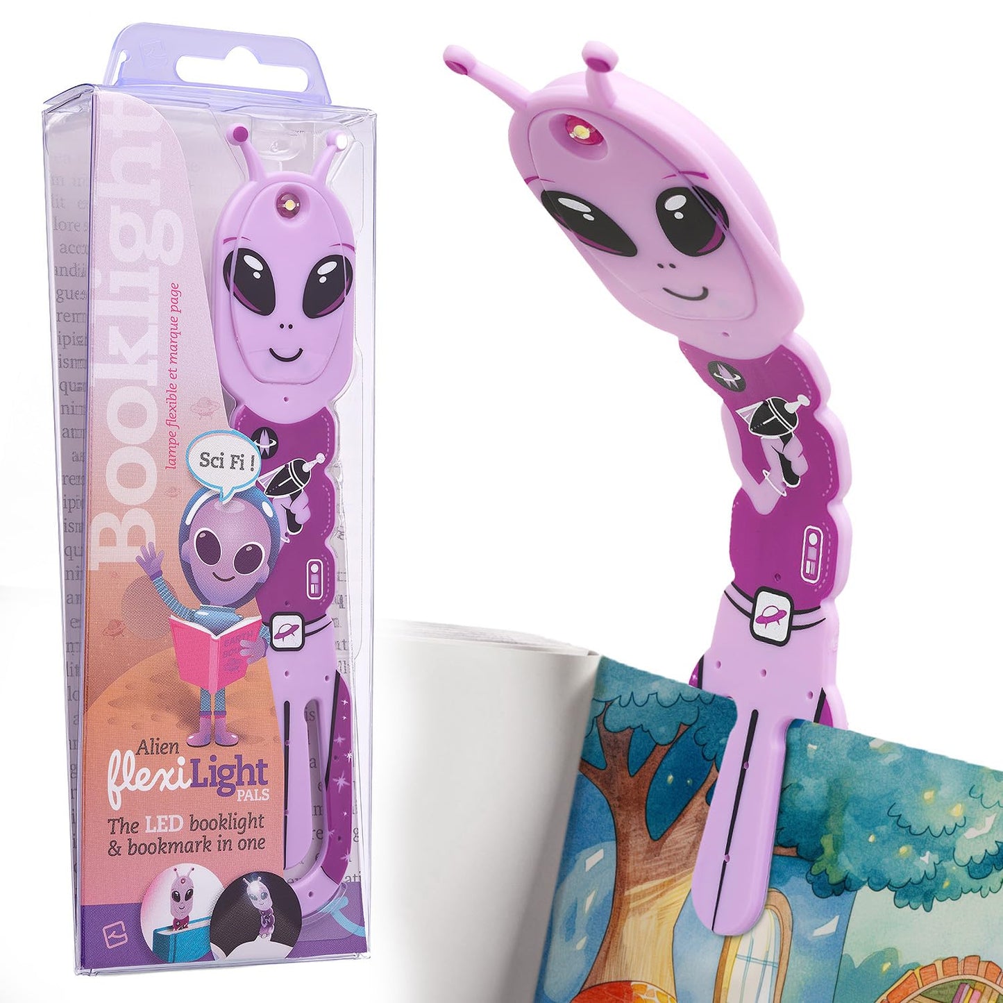 Gifts For Readers & Writers Led Reading Light - 2-In-1 Bookmark & Clip-On, Battery Operated, Alien Purple, Model 4947