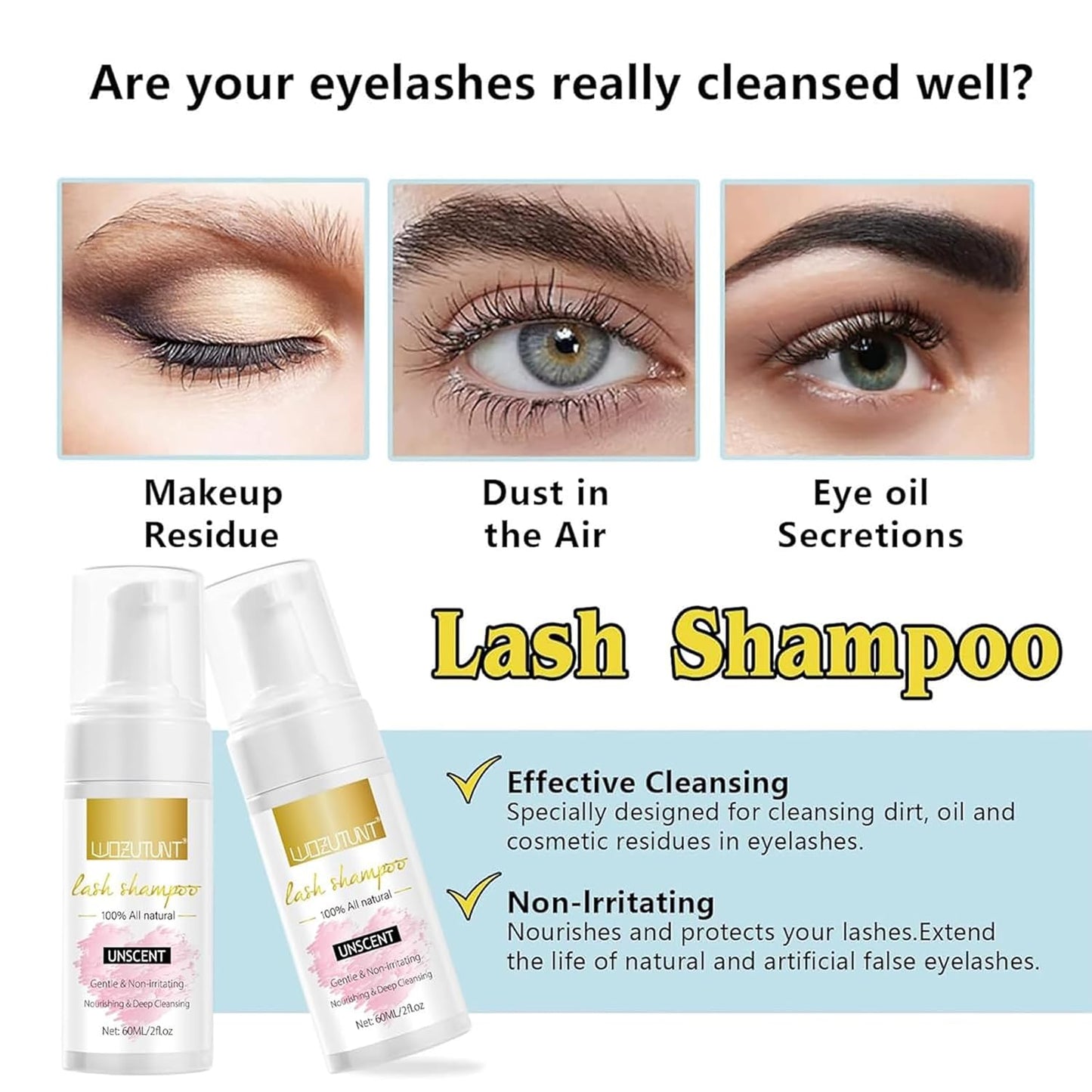 Eyelash Extension Cleanser Lash Mousse Lash Shampoo for Extensions, USB Mini Portable Fan Rechargeable Electric Handheld Air Conditioning (lash kit-handheld fan)