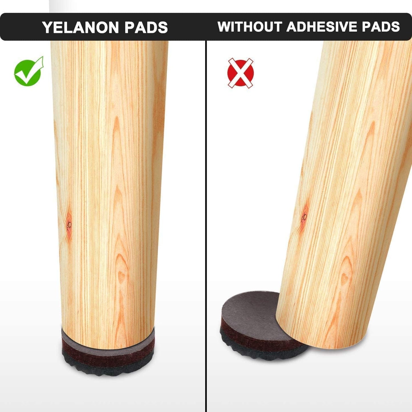 Yelanon Non Slip Furniture Pads -4pcs 6" Furniture Grippers Hardwood Floors, Non Skid for Furniture Legs,Self Adhesive Rubber Furniture Feet, Anti Slide Floors Protectors for Keep Couch Stoppers