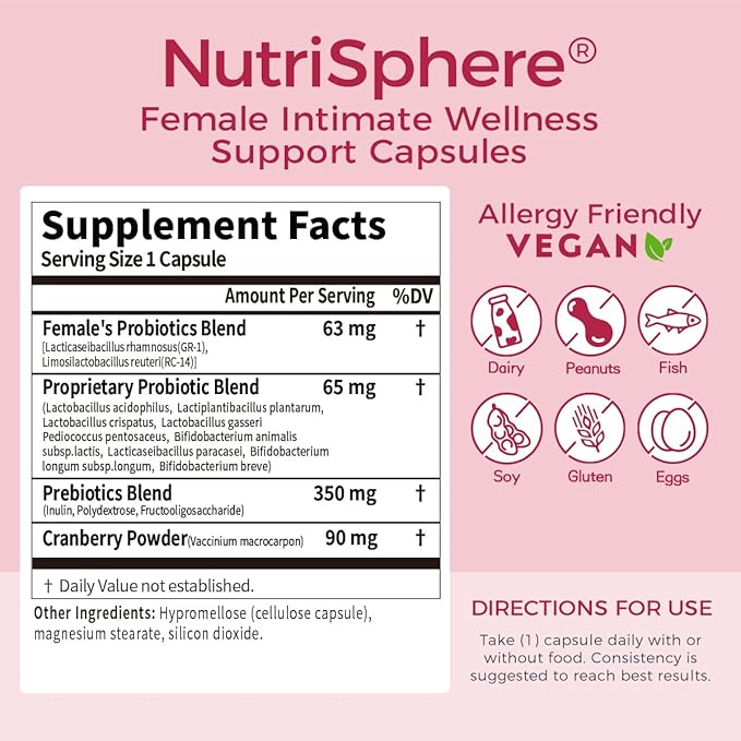 Women’s Probiotics Capsules with Cranberry & Prebiotics – 40 Billion CFU, 11 Strains for Vaginal Health Female Intimate Wellness*