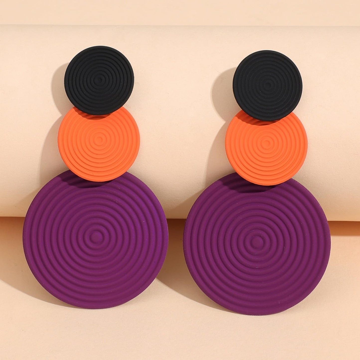 Retro 80s Neon Earrings Round Disc Dangle Drop Earrings for Women Lightweight Bohemia Statement Geometric Round Earring Fashion