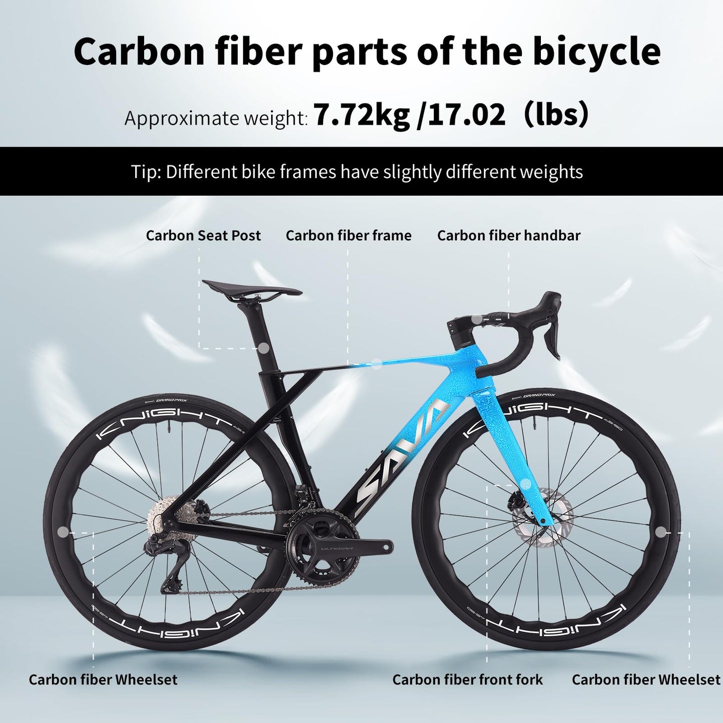 SAVADECK SLR8-Ultegra Full Carbon Road Bike with Shimano 105 R8170 24S Set for Adults, (Wave Pattern(W45), Red, 48cm)