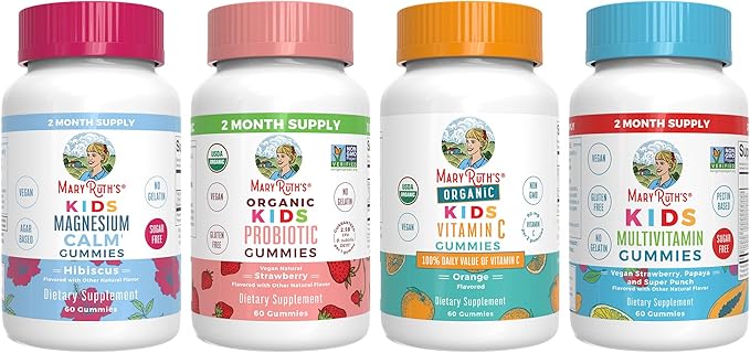 MaryRuth Organics Multivitamin, Probiotic, Magnesium Calm, and Vitamin C Gummies for Kids | Clean Label Project Verified® | Vitamins for Immune Support & Overall Health | Vegan, Non-GMO, Gluten Free