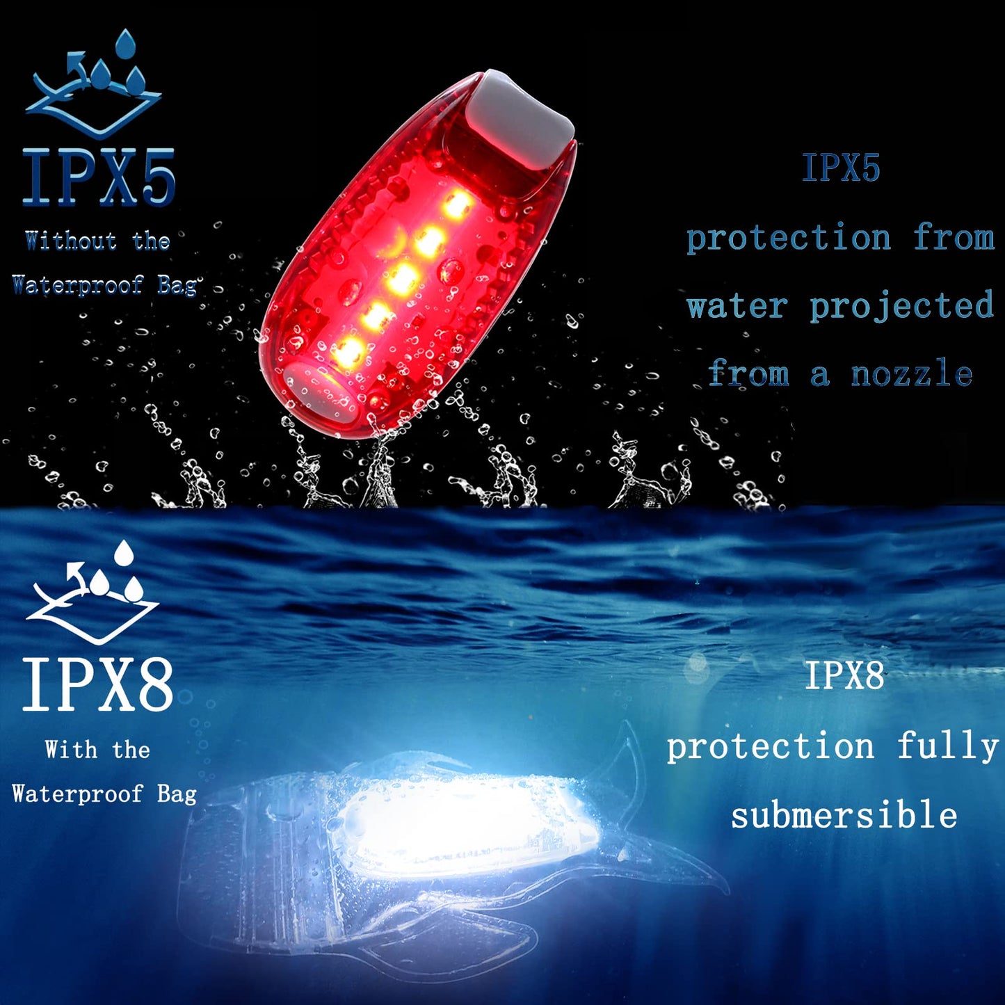 Amzonly 4-Pack Kayak Lights, IPX8 Waterproof, Battery Operated, Clip-On, Green/Red, Model A212-LED-2, Ideal for Night Kayaking
