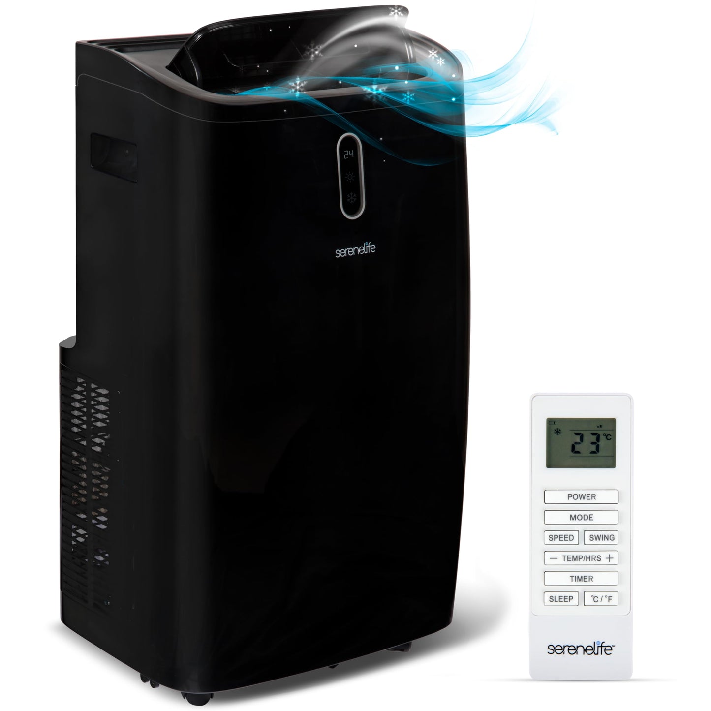 Serenelife 14000 Btu Portable Air Conditioner - 115V Compact Standing Air Conditioner For Room Up To 450 Sq. Ft., 3-In-1 Floor A