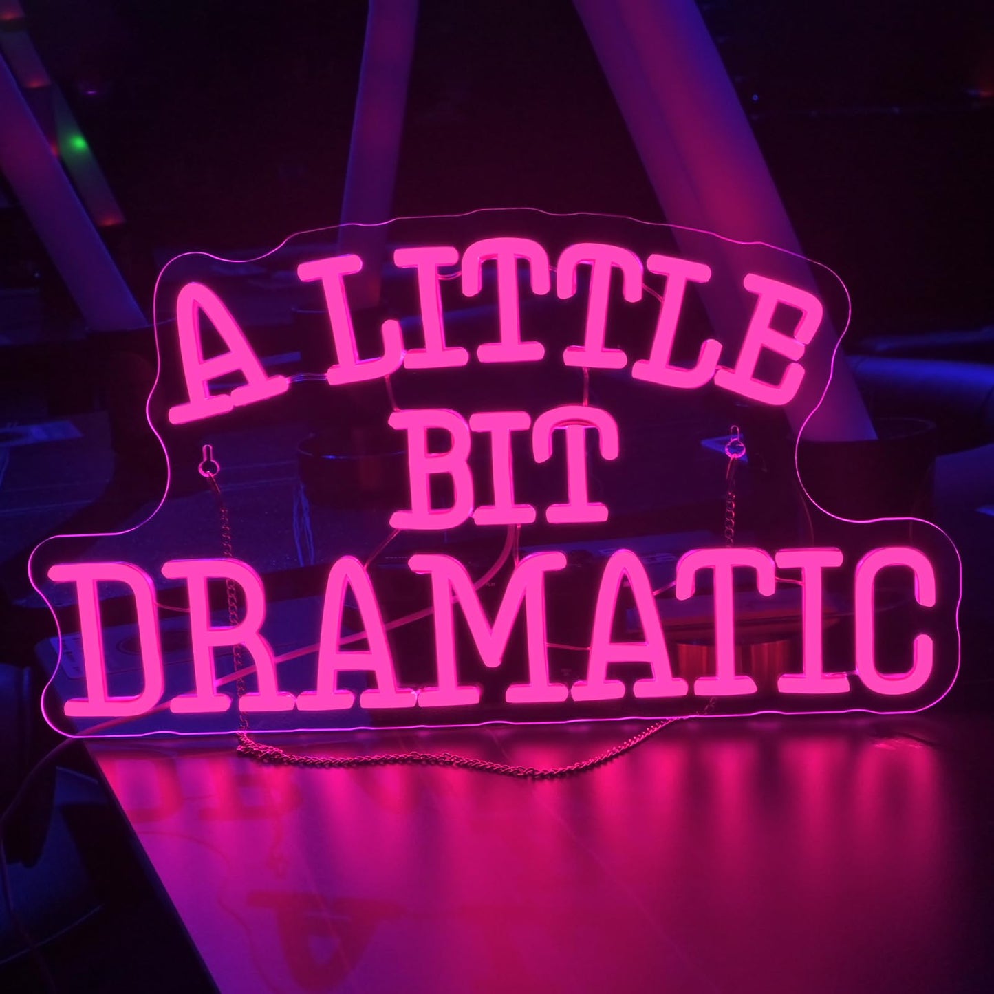 WLHOPE Neon Wall Sign - Adjustable Pink LED Lights for Party, Club, Living Room, Bedroom, 16.5 x 9 inches, Acrylic, A Little Dramatic
