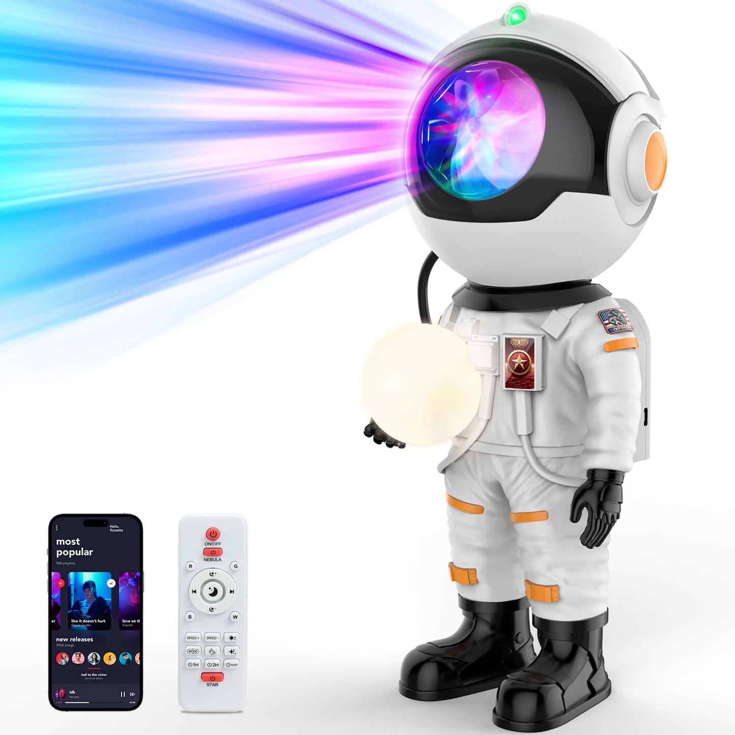 Rossetta Astronaut Galaxy Projector  Star Projector For Bedroom Bluetooth Speaker White Noise Night Light  Galaxy Light Projector With Remote Control And Timer For Kids  mature-themed  Party  Gifts