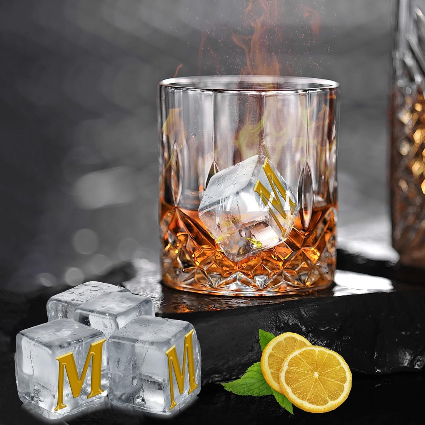 6 Pcs 2" Letter Silicone Personalized Ice Cube Mold,Personalized Ice Mold with 2mm Depth,Create Unique Whiskey Ice Cubes in Style with our Customizable Ice Mold (Letter H)