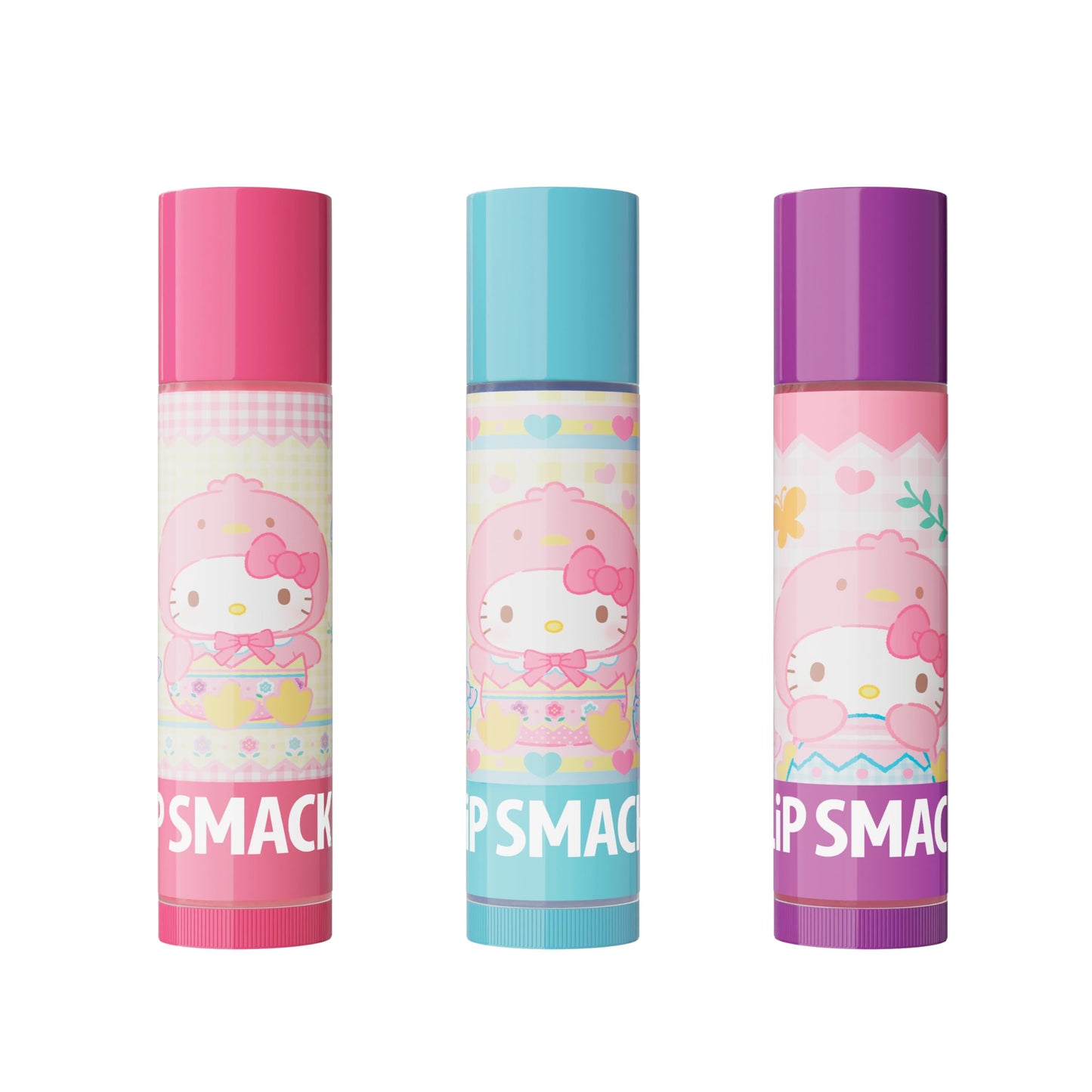 Lip Smacker Hello Kitty Lip Balm Trio, Adorable Sanrio Collectible, Moisturizing & Nourishing Fruity Flavors, Guavalicious Day,