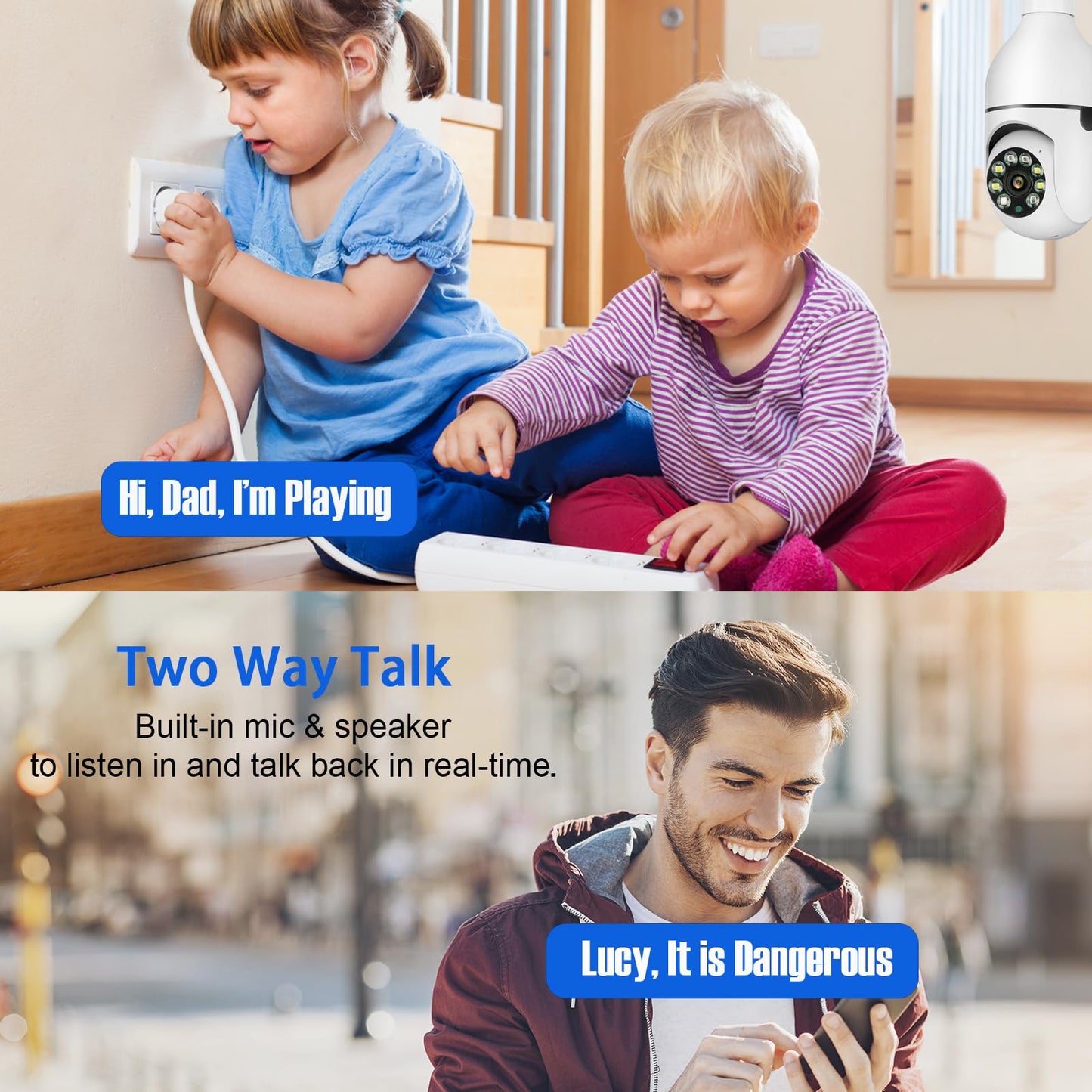 Dosilkc 2K Light Bulb Security Camera, 2.4Ghz/5Ghz Wifi Lightbulb Cameras For Home Security, E27 Light Socket Easy Installation