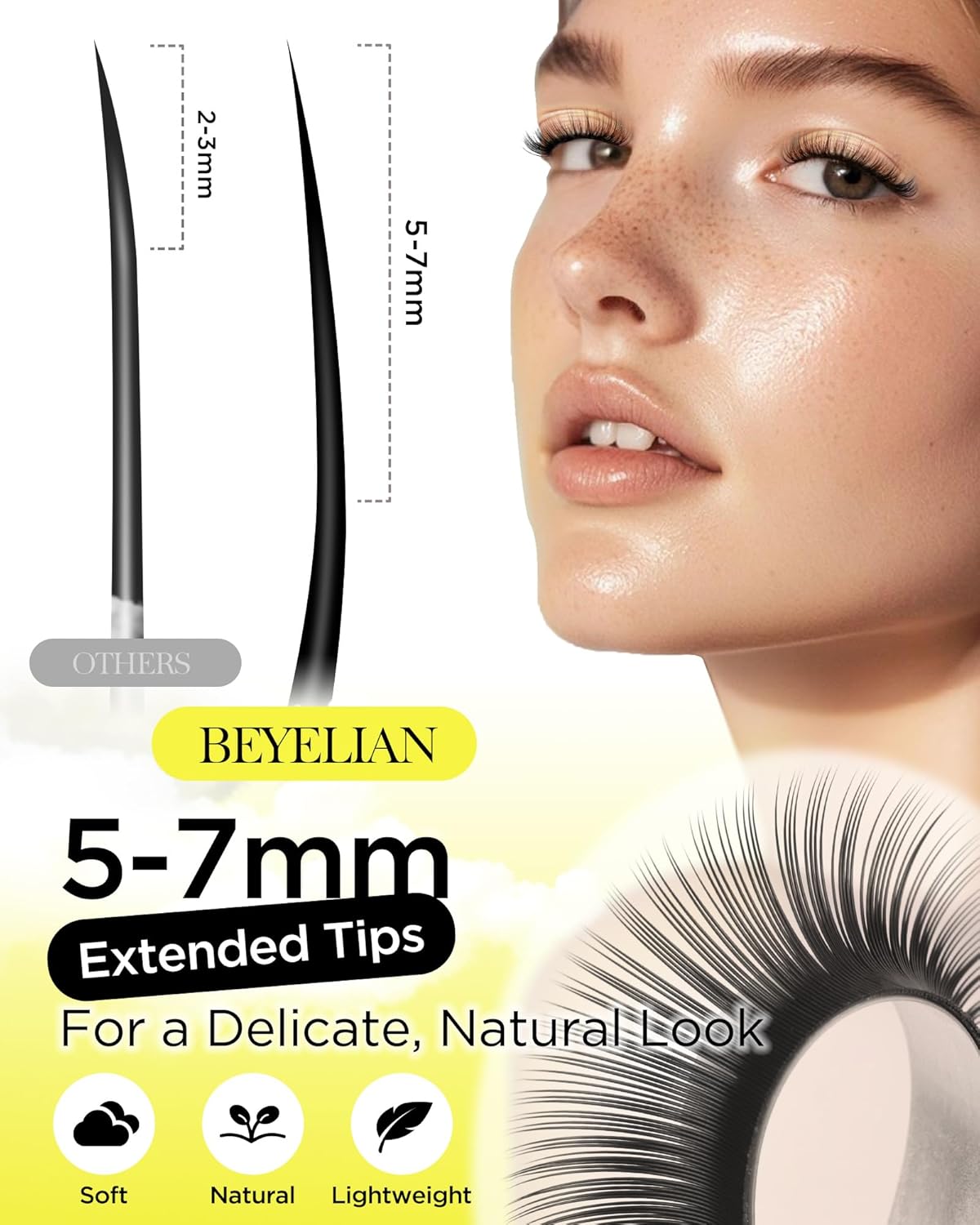 BEYELIAN Eyelash Extension Natural Matte Black 0.05D+ Curl 13mm Tray Easy Fan Lash Extensions Volume Lashes 100°/212°F High Temperature Resistant Classic Professional Use (0.05 D+ 13mm)