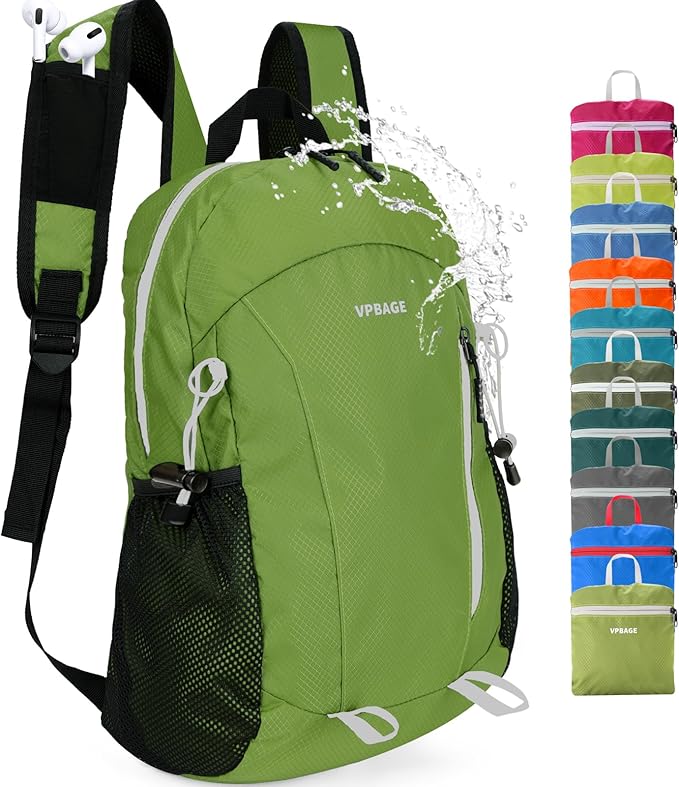 15L Water-resistant Hiking Daypack, Small Backpack Travel Outdoor, Lightweight Day Pack with Tool Loops
