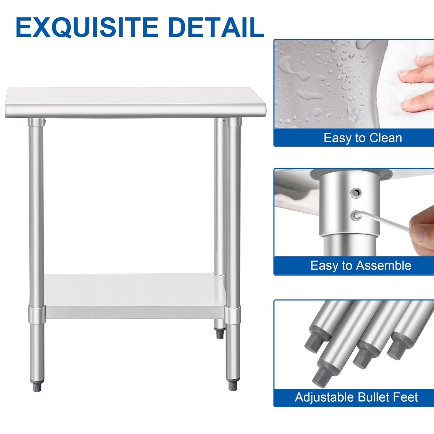 HARDURA Stainless Steel Work Table Commercial 18×36 Inches Kitchen Prep Table and Heavy Duty Commercial Workbench NSF 430 with Undershelf and Galvanized Legs