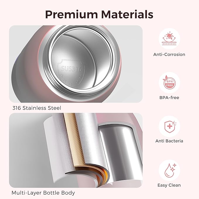 Portable Bottle Warmer for Travel, Dual Heating Modes for Breastmilk & Water, Portable Bottle Milk Warmer with Fast Heating & Long Battery Life, 10 Ounces Large Capacity (Pink)