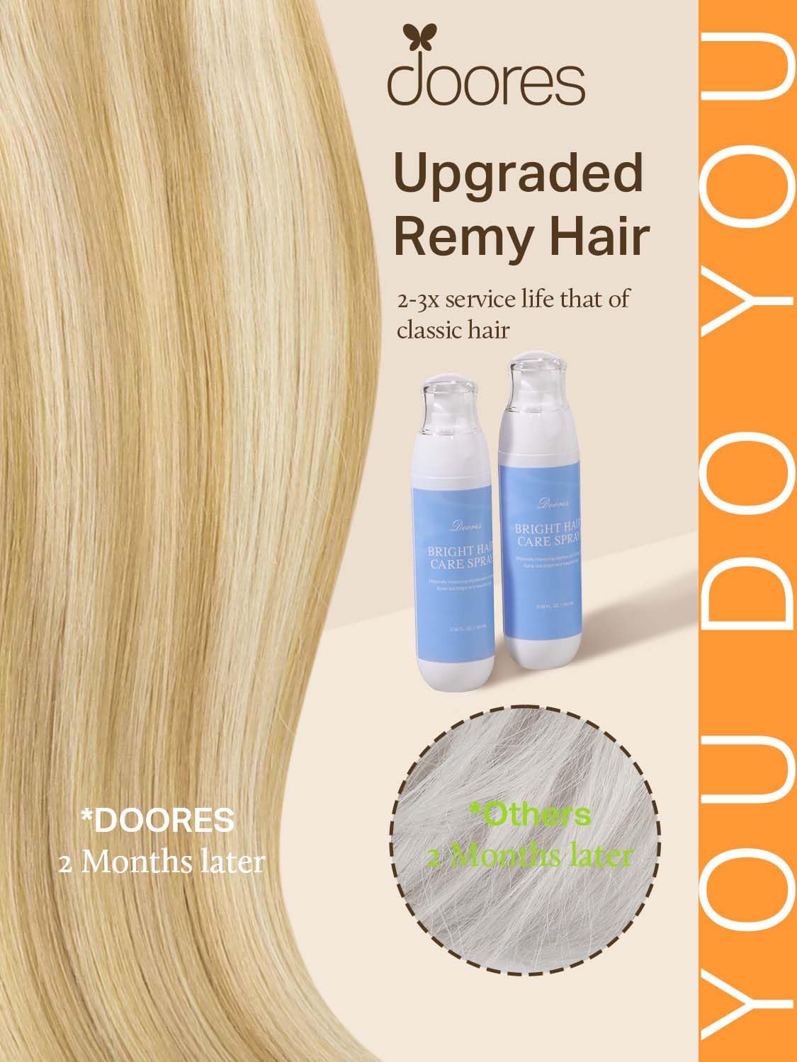 DOORES Sew in Hair Extensions Real Human Hair, Dark Blonde Highlighted Bleach Blonde 14 Inch 80g, Hand Tied Natural Straight