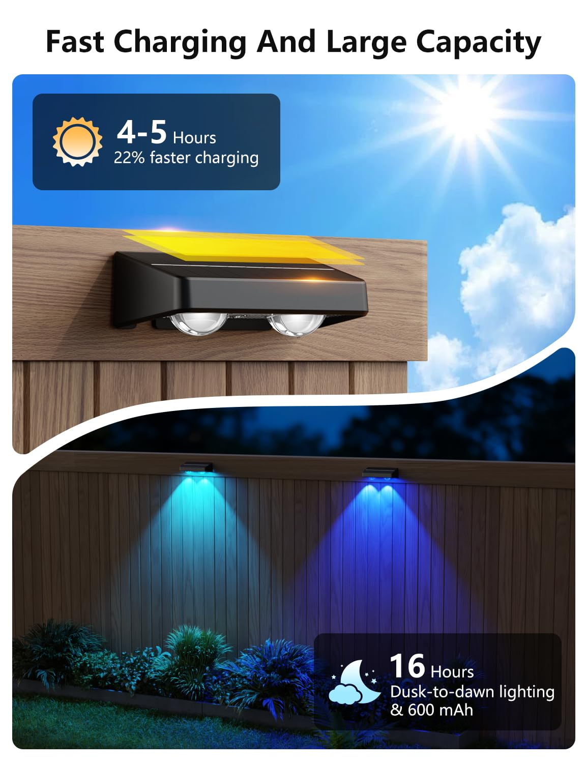 nibuuecer Solar Fence Lights 12 Pack 9 Colors & 11 Lighting Modes Solar Wall Lights Outdoor Waterproof IP65 RGB Color Changing Fence Lights Solar Powered for Garden Yard Patio Deck Step Patio Wall