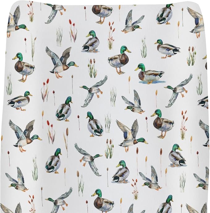 Watercolor Mallard Ducks Changing Pad Covers for Baby Girl Boy Duck Hunting Fitted Change Table Cover Mats Wild Ducks Birds Soft Diaper Changing Table Sheets 32''×16''