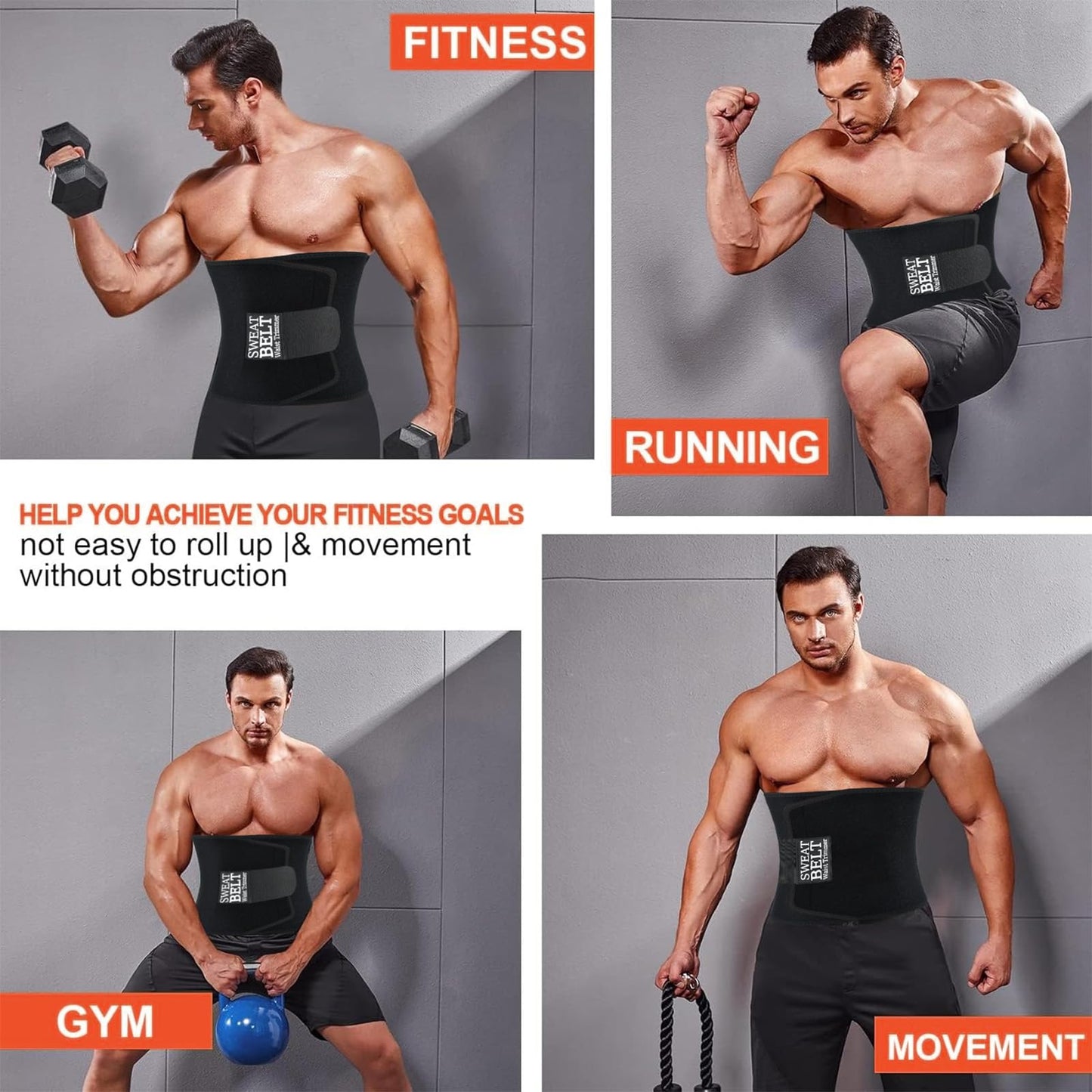 AMZBOSS Waist Trainer for Women & Men, Waist Sweat Band, Belly Band Sweat Belt, Stomach Wrap, Body Shaper Belt (Black, Large)
